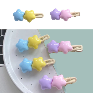 Ins Style Candy Color Star Hairpin for Woman Cute Sweet Style Charm Hair Clip Aesthetics Cream Feeling Hair Accessories