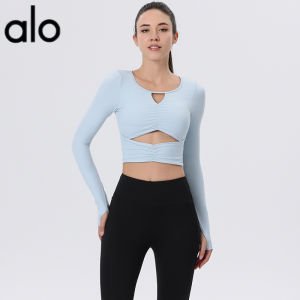 Al0-yoga Yoga Top with Chest Pads for Women High-End Fitness Shirt Sports Pilates Training New Long Sleeve -ALO