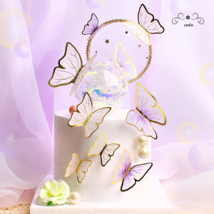 Cadia 10 Pcs Dream Butterfly Cake Topper Decoration Butterfly Plug-in Scene Celebrity Ins Wind Decoration