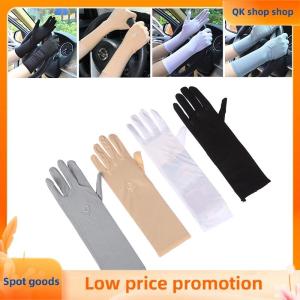 ✨QK shop✨ 1Pair Mittens Sunscreen Driving Gloves Stretch Women Anti UV Mid-long Breathable Glove For Spring Summer Thin Gloves