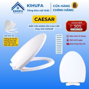 Nắp Bồn cầu Đóng Êm thay thế chuẩn đẹp cầu CAESAR nắp bàn cầu màu Trắng Cao Cấp Chống Bám Bẩn N0K7