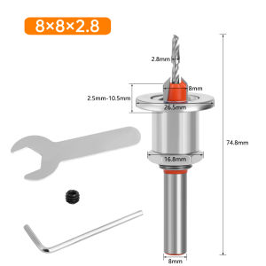Carller Countersink Drill Bit Shank Adjustable Carpentry Reamer Chamfer Screws Hole Tool Woodworking