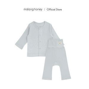 [Malang honey] Newborn Bamboo Colic-Relief Sleepwear Set Comfy Fit Baby Comfort Pajama Loungewear Long Sleeve Top & High-Waist Full Length Pants - Bamboo Soft