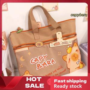 🚚【Local Express Delivery】🚚 Canvas Capybara Students Tutorial Bag Large-capacity With Zipper Tote School Packet School Office Supplies File Bag Student