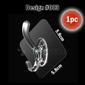 【SKIT】1 Pair of Adhesive Wall Hook (#005) Double-Sided Wall Hanger Magic Strong Hook Transparent Strong Adhesive Wall Hooks Self Adhesive Door Wall Hanger Hook Sticky Waterproof Kitchen Bathroom Storage Organizer Rack Stickers Wall Picture Hook (MOQ:10pc)