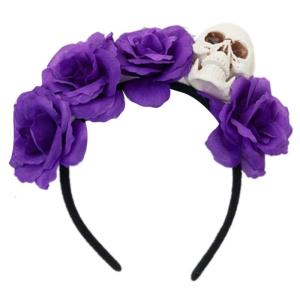 Tái sử dụng hộp sọ nhựa Thực Tiễn headbands và mô phỏng hoa decors trang phục headbands cho chủ đề Halloween bên