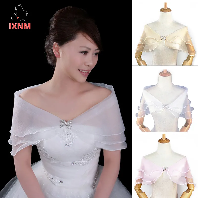 IXNM Wedding Bridal Gauze Shawl with Bowknot Clip Mesh Shrug
