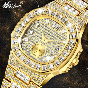 CLIBER MISSFOX Luxury Men's Watch: 18K Nautilus Model & Fully Paved Baguette Diamond
