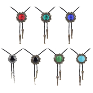 Bolo Tie for Men Carnivals Western Necktie Alloy Gemstones Buckle Bolo Tie for Shirt Sweater Decorative Necktie for Men