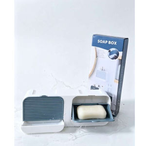 Aesthetic Creative Single Grid Soap Dish Drain Tool box Sticker Wall-Mounted Soap Holder Bathroom Accessories with Lid
