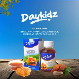 DAYKIDZ Madu Organik Plus Kurma untuk Kanak-Kanak - Paket Tunggal Peningkat Daya Tahan Kekuatan dan Nutrisi