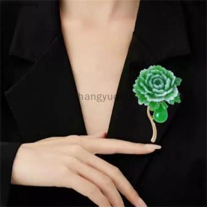 [COD] zhangyuqing Fashion Exquisite Green Peony Flower Brooch For Women Girls Vintage Anti-slip Pins Versatile Corsage Clothing Accessories Gifts