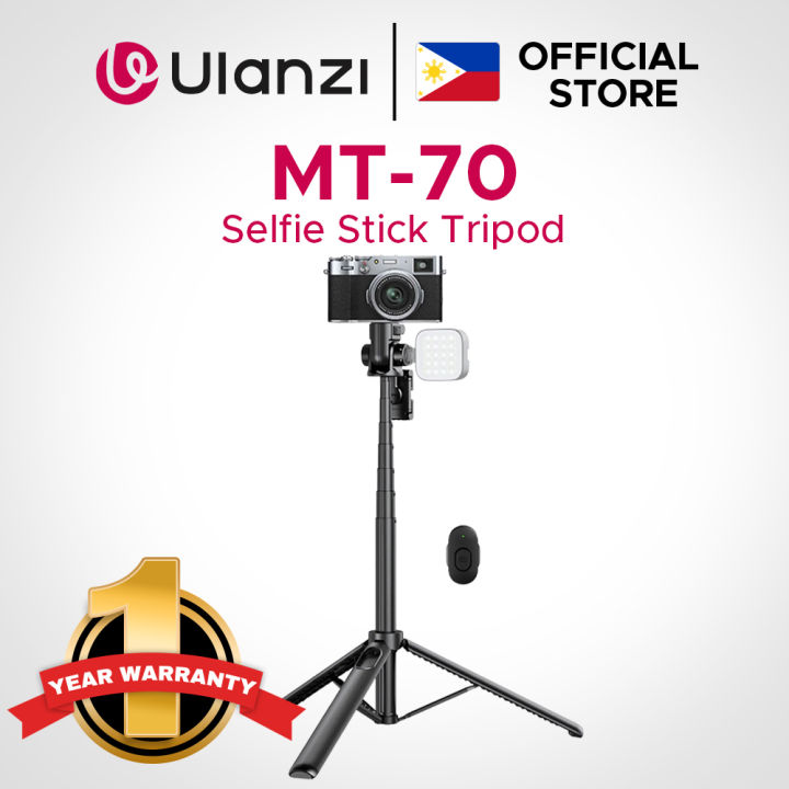 Ulanzi MT-70 7-Section Selfie Stick Tripod with 360 180 Degree Pan  and Tilt, Rotating Cold Shoe Mount, 1kg Max Load Capacity and 20m Wireless 