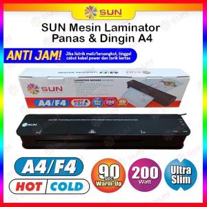 Mesin Laminating SUN A4 / F4 - Plastik Laminating A3 / F4 / A4 - Laminating Panas & Laminasi Dingin untuk KTP Ijasah KK Sertifikat Akte Dokumen