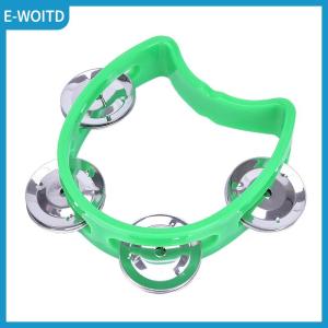 【E-WOITD】 Hand Held Tambourine Metal Bell Plastic Percussion for KTV Party Kid Game Toy