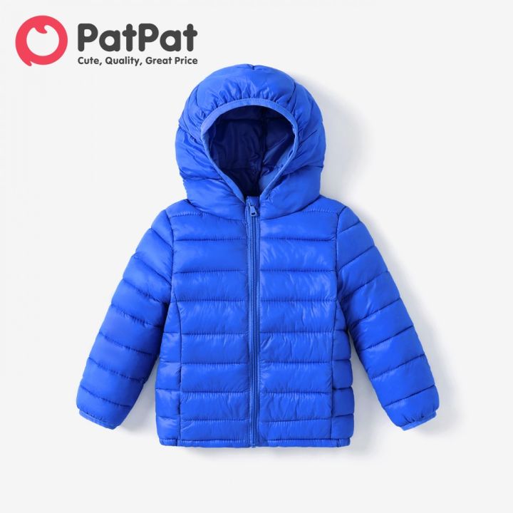 PatPat Kid Boy/Kid Girl Lightweight Zipper Solid Hooded Coat