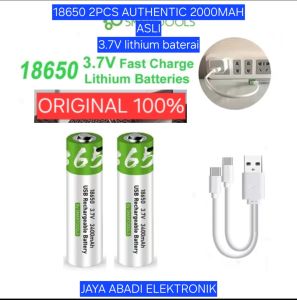 H50 18650 2 PCS SEPASANG 2000 mah 3.7V VOLT V Baterai CAS 1-2 JAM CASAN ORI 100% Panel Surya ISI ULANG BATERE BATERRY BATU BATERY BATRAY MENGECAS INDIKATOR LED UNIVERSAL MULTI GADGET RECHARGEABLE BATTERY POWER BATT SMARTOOLS Charger smartphone POWERBANK L
