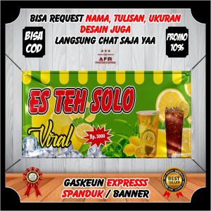 spanduk banner backdrop es teh solo viral seger spanduk jualan minuman es teh spanduk custom ukuran 150x60cm