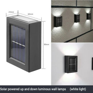 4 LED Solar Wall Lamp Outdoor Waterproof Up and Down Luminous Lighting Garden Decoration Solar Lights Stairs Fence Sunlight Lamp