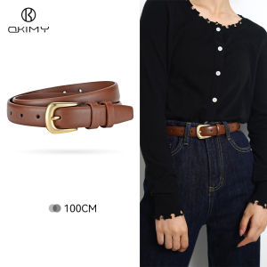 OKIMY Women Belts Retro PU Belt Elegant Slim Belt Golden Buckle Design Adjustable Girls Ladies Long Straps Waistbands Dress Coat Alloy Buckle Letter Buckle Gold Decorations Leisure Belt