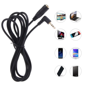 2.5mm Right Angle Male to 2.5mm Female Jack AUX Power Adapter Converter Cable for Headphones Mobile Phone