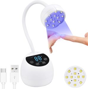 U V LED Nail Lamp with 3 Timers and LCD Display36W Cordless Flash Cure Gel x Nail Lamp Auto Sensor Gooseneck Portable USB Gel Nail Dryer U V Light for Home DIY Pearl White ML-10003