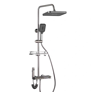 ชุดฝักบัว ฝักบัว ปุ่มควบคุมคีย์เปียโน อุณหภูมิคงที่ จอแสดงผลดิจิตอล สีเทา thermostatic shower set ชุดฝักบัวอาบน้ำระดับสู