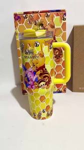 Glow-in-the-dark bear 40oz Ice King Cup Winnie the Pooh Large Capacity Portable Car Cup Outdoor Stainless Steel Handheld Insulated Cup