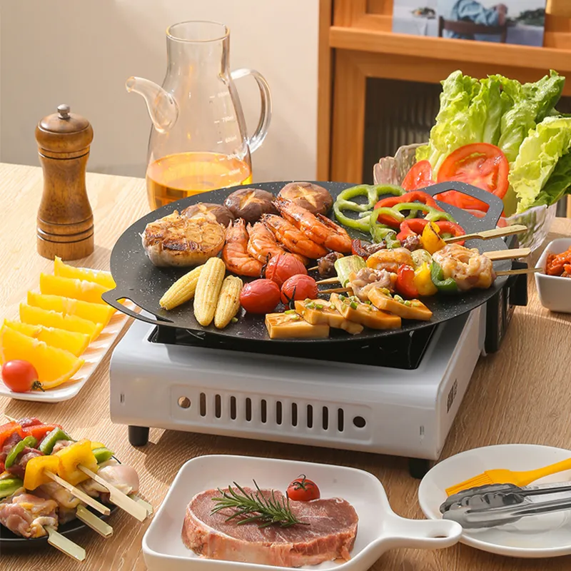 Cast Iron Grill Plate Thick Cast Iron Frying Pan Flat Pancake