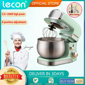 Lecon stand mixer 1500W large motor Desktop Food Mixer 5.5L Dough Mixer Egg Beater Multi-Purpose Mixer 5 liters manual egg and milk mixer304 stainless steel bowl