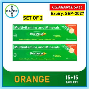 [Clearance Sale] Berocca Orange Flavor (15 + 15 Effervescent Tablets) Multivitamins and Minerals