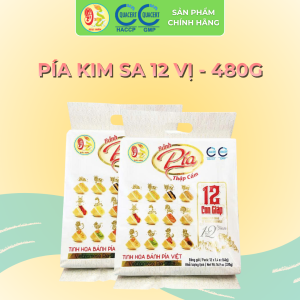 Bánh Pía Kim Sa 12 Vị Hải Sơn - 480g [Hộp 12 Cái] - Đặc Sản Sóc Trăng