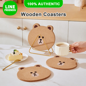 100% Authentic Line Friends Coasters Wooden Placemat Heat Resistant Anti-scalding Waterproof Oil-proof LFB131
