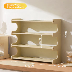 Milk White Office Desk Bookshelf Desktop Storage Rack Multi-layer Small Shelf Layered Rack