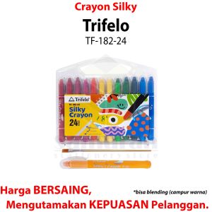 Crayon SIlky SLC A 24 Warna + Kuas / Krayon Halus Lembut SLC-A-24 Hard Case Tidak Beracun