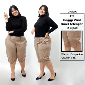 Celana 7/8 jumbo / baggypant jumbo / celana pendek jumbo model karet 1/2 R Lipat / karet1/2 melar