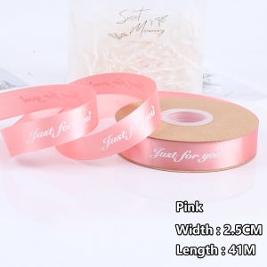 2.5cm (45 Yard/Roll) Satin Ribbon Handmade Romantic Wedding Party Decoration Letter Ribbon