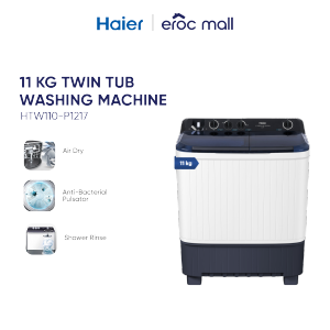 [TOP SELLER] Haier P1217 Series Soak Wash Twin Tub Washing Machine with Dryer (6kg 9kg 11kg)
