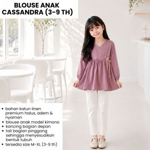 BAJU ANAK ATASAN LINEN PEREMPUAN CASSANDRA KIMONO KANCING BLOUSE ANAK LUCU