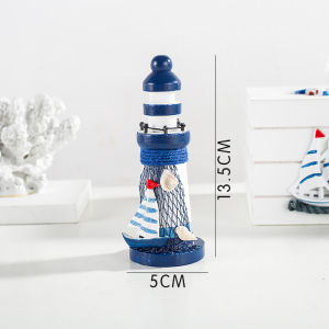 AU13cm Marine WoodenLighthouse Mediterranean Style Home Decor Craft Gift Ocean Lighthouse Ornament