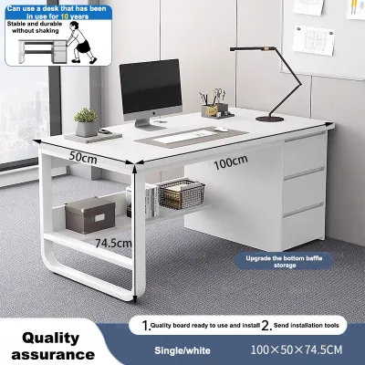 IronRoot 120/140cm Computer Desk With Drawers Study Table Office Desk Wooden Study Desk for Home&Office