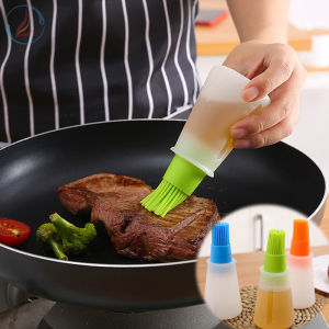 Silicone Oil Bottle Brush BBQ Brush Barbecue Oil Dispenser Baking Pancake Sauce Brush Food Grade Kitchen Tools Easy Clean Portable Pancakes Brush Kitchen Dining