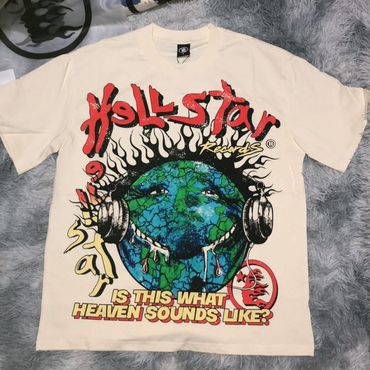 💜 HELL STAR บุคลิกภาพเทรนด์แร็พร็อคเสื้อยืด