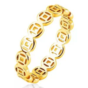 Titanium Ring Lucky Charm Money Catcher Coin Stainless Charm Ring