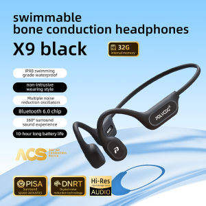 Polvcdg-X9-IPX8 Waterproof Swimming Bone Conduction Headphones with 32GB Memory for Sports/Cycling/Fitness Equipped with a Microphone and Bluetooth 6.0 Technology
