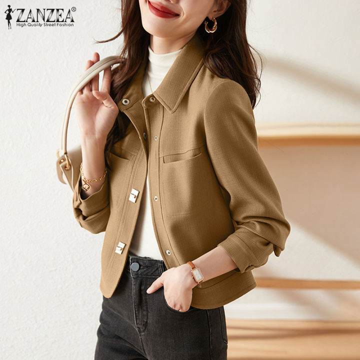 HijabFab ZANZEA Korean Style Women OL Lapel Neck Thin Coat Suits ...
