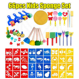 66 pcs Kids Sponge Set Kid Educational Arts and Craft Painting DIY Gift Set
