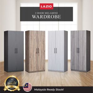 Local Factory - High Quality Full Melamine 2 Door Wardrobe Bedroom Closet Modern Design Armoire | Stainless steel hanging rod | 4 colors Almari Pakaian Almari Baju| H190xW84xD50CM |自家生产本地运送衣柜家用卧室现代简约出租房用经济型质简易小型收纳储物柜子 - Lazada