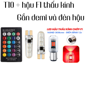 [VG306] Combo đèn hậu F1 thấu kính màu đỏ + LED T10 remode có lưu màu gắn demi Phụ Kiện Phụ Tùng