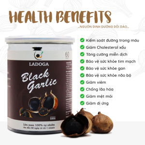 Tỏi đen bóc vỏ Ladoga hộp 500g tỏi cô đơn lên men tự nhiên theo công nghệ Nhật Bản.